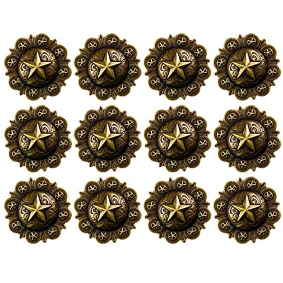 Urbalabs Western Rustic Gold Concho Star Cabinet Rustic Drawer Knobs 12 pack