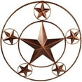 thumbnail image 1 of Urbalabs Western Stakes 21 inch Metal Barn Lone Star Western Decor Twisted Rope Ring Rustic Wall Decor Texas Lone Star Dark Brown Texas Home Wall Decor Indoor Outdoor Western Decor for Home, 1 of 21