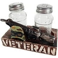 thumbnail image 1 of Urbalabs Western USA Air Force Army Veteran Military Decor Salt and Pepper Shaker Caddy Farmhouse Dinner Table Kitchen Ranch Decorations Rustic Cowboy Decor Hand Painted (Veteran), 1 of 6