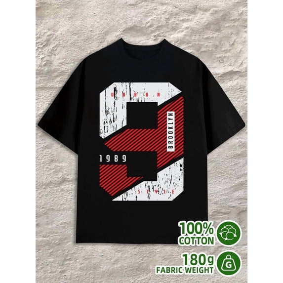 Greenink Urban 1989 T-Shirt men's 180G Cotton black Classic Unisex Shirt Short Sleeve tshirts Funny Unisex Shirt Printed tshirts Funny Unisex Shirt Cotton tshirts