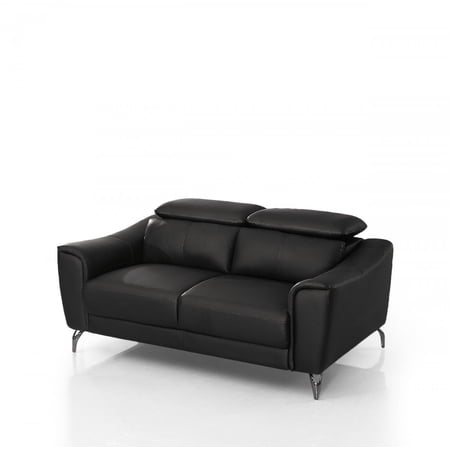 Urban 65" Black Leather Adjustable Headrest Loveseat