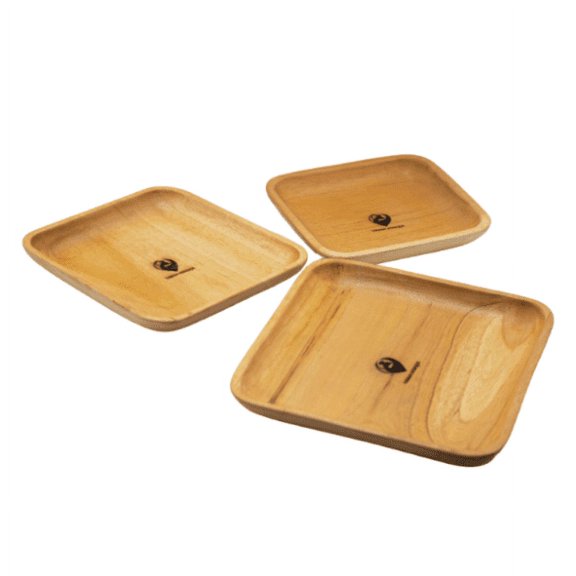 Urban Afrique 7" Square Wooden Plates  Wood Bowl For Fruits Salad & Popcorn Wooden Decorative Bowl For Room & Kitchen