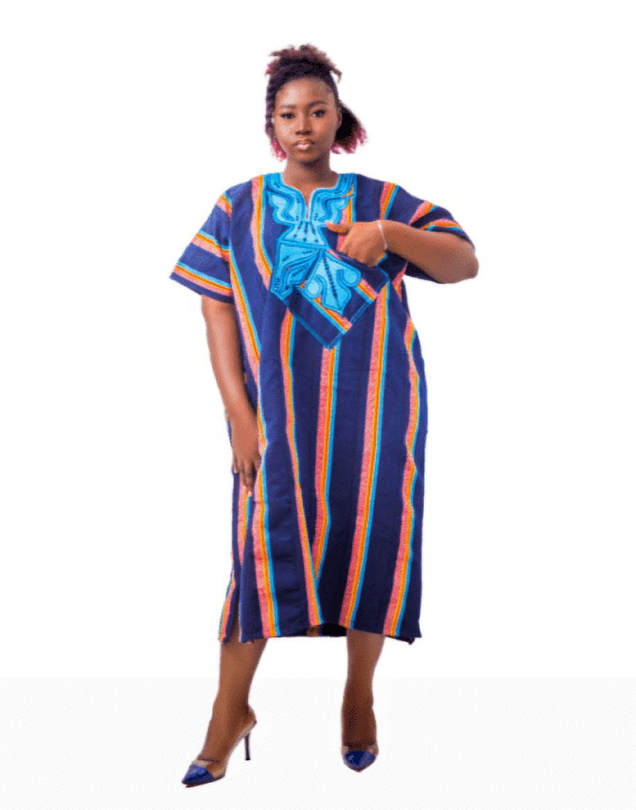 african embroidered dresses Amma African Print Midi Dress - African Clothing in USA | MYTRIBENG L / LONG main image 0