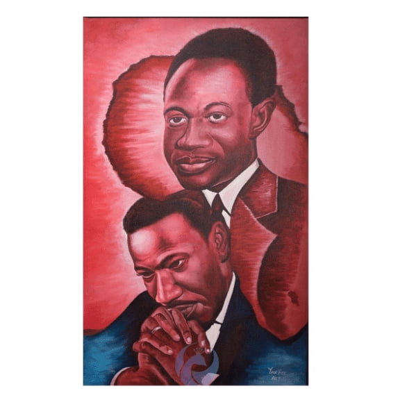 URBAN AFRIQUE Nkrumah & MLK Portrait Acrylic Canvas Painting, 24 x 36 cm
