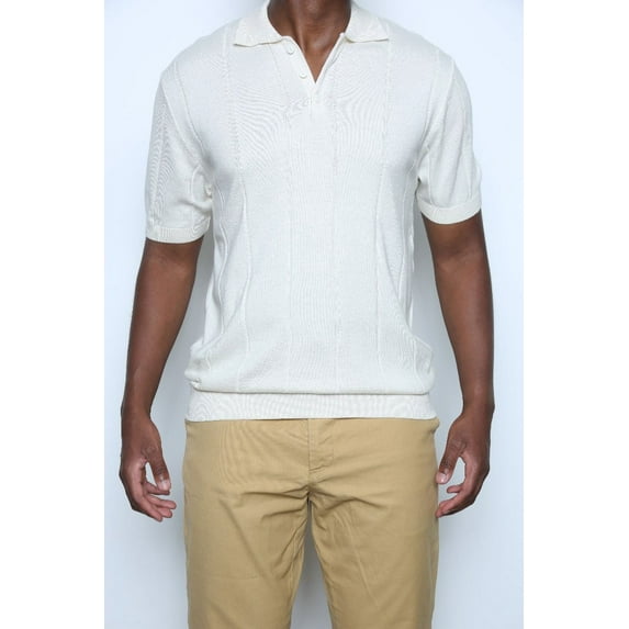 Urban Afrique Men Polo Shirt White Stripe
