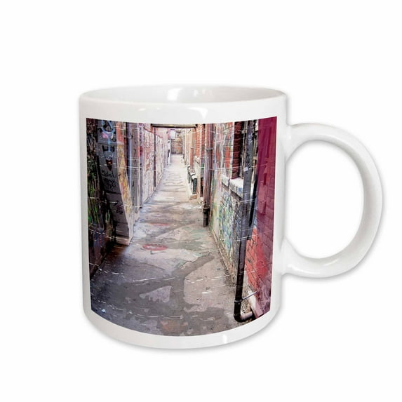 3drose, Urban Alley Industrial Photograph of City Alley with Graffiti and Grange Effects, 11oz Mug