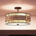 thumbnail image 1 of Urban Ambiance Luxury Art Deco Indoor Semi-Flush Ceiling Light, Medium Size: 12"H x 16"W, with Moroccan Elements, Copper Revival Finish and Oyster Mica Inner Shade, Mosaic Tile Outer Shade, UQL2435, 1 of 7