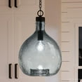 thumbnail image 1 of Urban Ambiance Luxury Bohemian Pendant, Size: 20-3/8"H x 13"W, with Farmhouse Style Elements, Olde Bronze Finish and Recycled Blue Textured Shade, UHP2771, 1 of 7