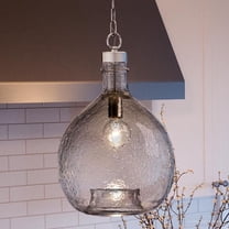 Urban Ambiance Luxury Bohemian Pendant, Size: 20-3/8"H x 13"W, with Farmhouse Style Elements, Brushed Nickel Finish and Clear Textured Shade, UHP2772