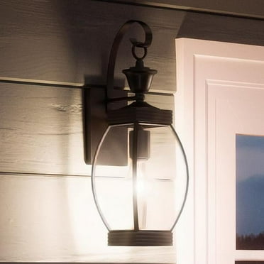 Urban Ambiance Luxury Colonial Outdoor Wall Light, Medium Size: 17"H x 5.5"W, with Transitional Style Elements, Bowed Design, Gorgeous Dark Medieval Bronze Finish and Beveled Glass, UQL1170