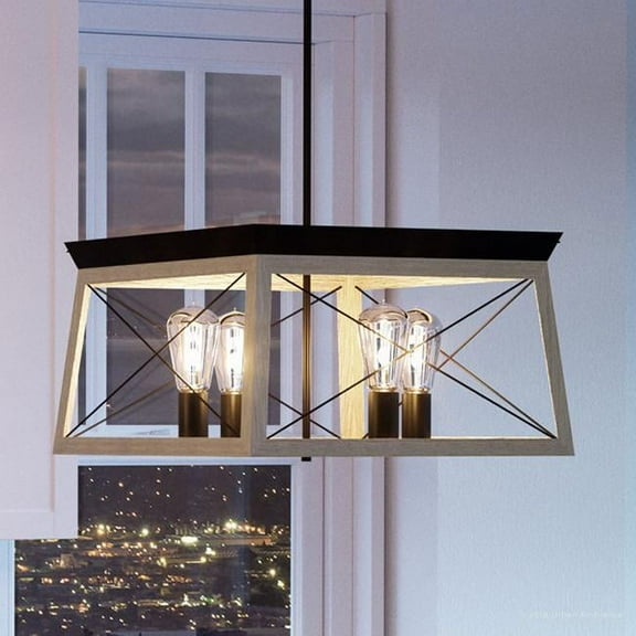 Urban Ambiance Luxury Farmhouse Chandelier, Size: 12"H x 20"W, with Urban Industrial Style Elements, Charcoal Finish, UHP2123