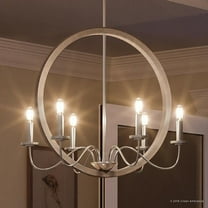 Urban Ambiance Luxury Farmhouse Chandelier, Size: 24-3/4"H x 22"W, with Urban Industrial Style Elements, Brushed Nickel Finish, UHP2375