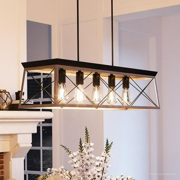 Urban Ambiance Luxury Farmhouse Island/Linear, Size: 9"H x 38"W, with Urban Industrial Style Elements, Charcoal Finish, UHP2127