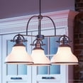 thumbnail image 1 of Urban Ambiance Luxury Industrial Chandelier, Medium Size: 15.5"H x 24"W, with Americana Style Elements, Nostalgic Design, Pretty Brushed Nickel Finish and Opal Etched Glass, UQL2330, 1 of 8
