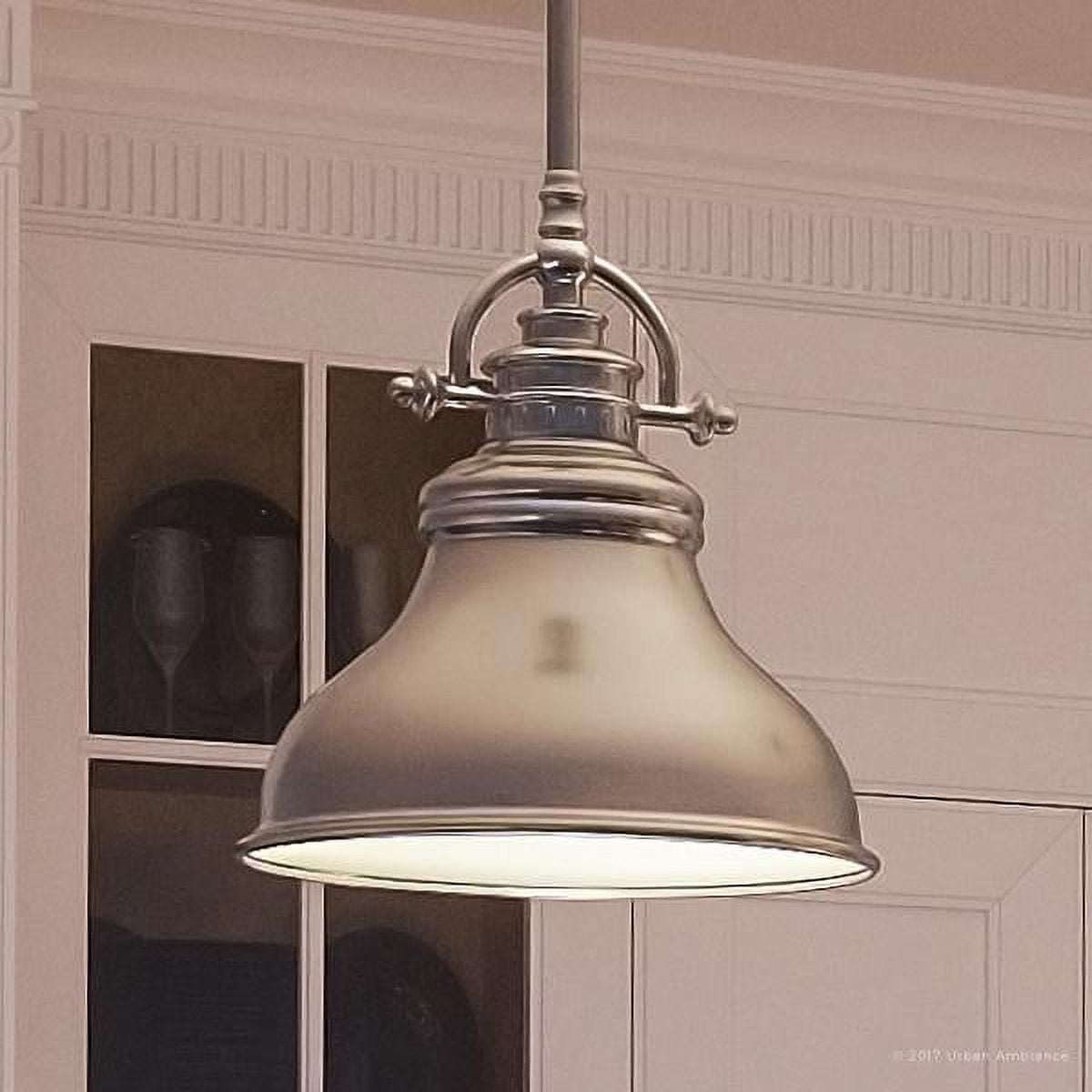 Small Brushed Nickel Glass LED Indoor Pendant Light