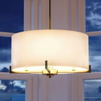 Urban Ambiance Luxury Luxe Pendant, Size: 9-5/8"H x 22"W, with Transitional Style Elements, Palladian Gold Finish and White Silk Shade, UHP2632