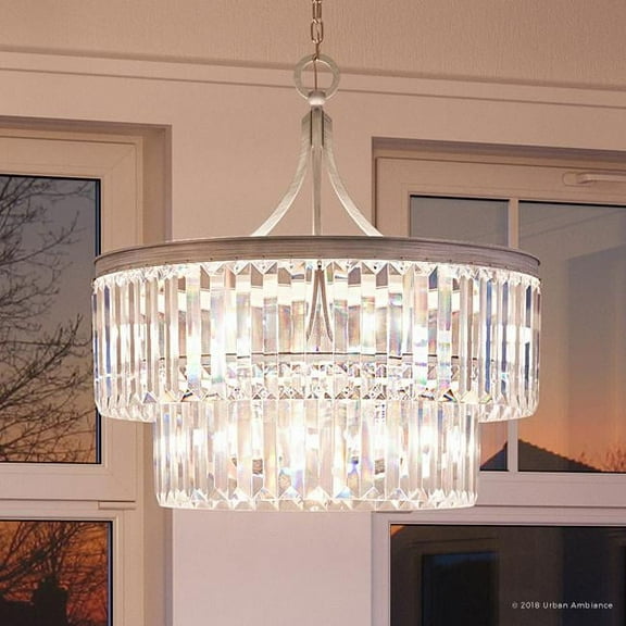 Urban Ambiance Luxury Luxury Pendant, Size: 23-7/8"H x 22-1/4"W, with Transitional Style Elements, Antique Silver Finish and Clear Shade, UHP2463