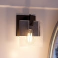 thumbnail image 1 of Urban Ambiance Luxury Mid-Century Modern Bath Fixture, Size: 8-3/8"H x 7"W, with Luxe Style Elements, Olde Bronze Finish and Clear Shade, UHP2454, 1 of 7