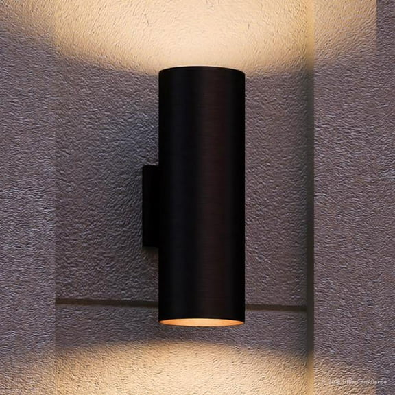 Urban Ambiance Luxury Modern Outdoor Wall Light, Size: 14"H x 5"W, with Transitional Style Elements, Midnight Black Finish, UHP1062