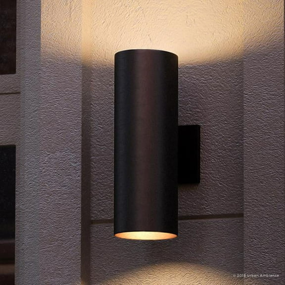 Urban Ambiance Luxury Modern Outdoor Wall Light, Size: 18"H x 6"W, with Transitional Style Elements, Midnight Black Finish, UHP1066