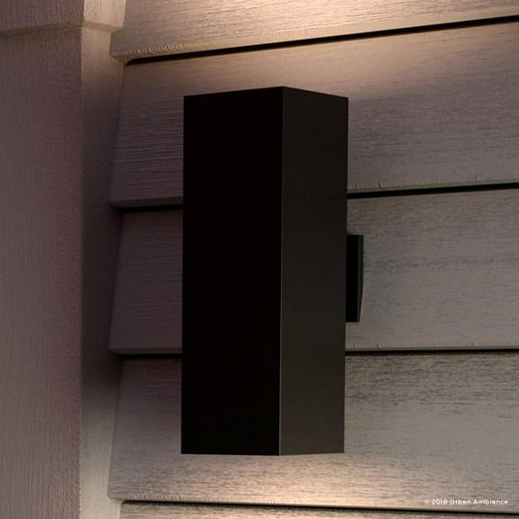 Urban Ambiance Luxury Modern Outdoor Wall Light, Size: 18"H x 6"W, with Transitional Style Elements, Midnight Black Finish, UHP1112