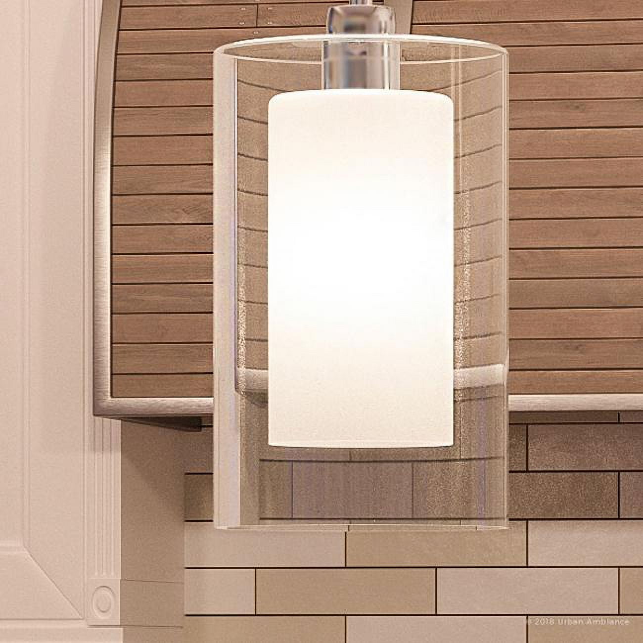 Polished Chrome Glass Drum Pendant Light with LED
