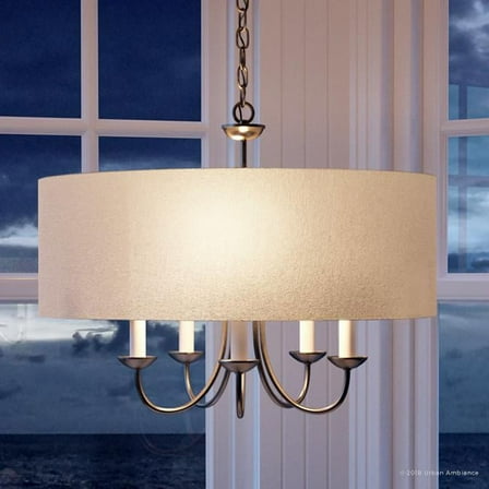 Urban Ambiance Luxury Traditional Chandelier, Size: 21-1/8"H x 21-5/8"W, with Classic Style Elements, Brushed Nickel Finish and White Textured Shade, UHP2280