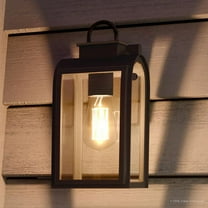Urban Ambiance Luxury Transitional Outdoor Wall Light, Size: 13-1/4"H x 6-1/2"W, with Farmhouse Style Elements, Oil Rubbed Bronze Finish and Clear/Etched Umber Shade, UHP1100