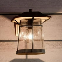 Urban Ambiance Luxury Transitional Outdoor Wall Light, Size: 8-5/8"H x 6-1/2"W, with Craftsman Style Elements, Coffee Bronze Finish and Clear Seeded Shade, UHP1070