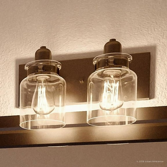 Urban Ambiance Luxury Urban Industrial Bath Fixture, Size: 8-5/8"H x 13-1/4"W, with Vintage Electric Style Elements, Brushed Nickel Finish and Clear Shade, UHP2140