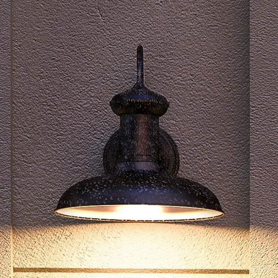 Urban Ambiance Luxury Urban Industrial Outdoor Wall Light, Size: 10-3/4"H x 10"W, with Vintage Electric Style Elements, Olde Iron Finish, UHP1024