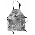 thumbnail image 1 of Urban Apron Dramatic New York City Skyline Sun Beams Clouds Skyscrapers Monochrome Landscape, Unisex Kitchen Bib Apron with Adjustable Neck for Cooking Baking Gardening, Black White, by Ambesonne, 1 of 3