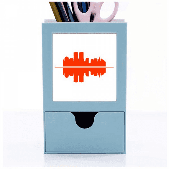 Urban Architectural Signs Symbolize Reflected Landscape Desk Supplies Organizer Pen Holder Card