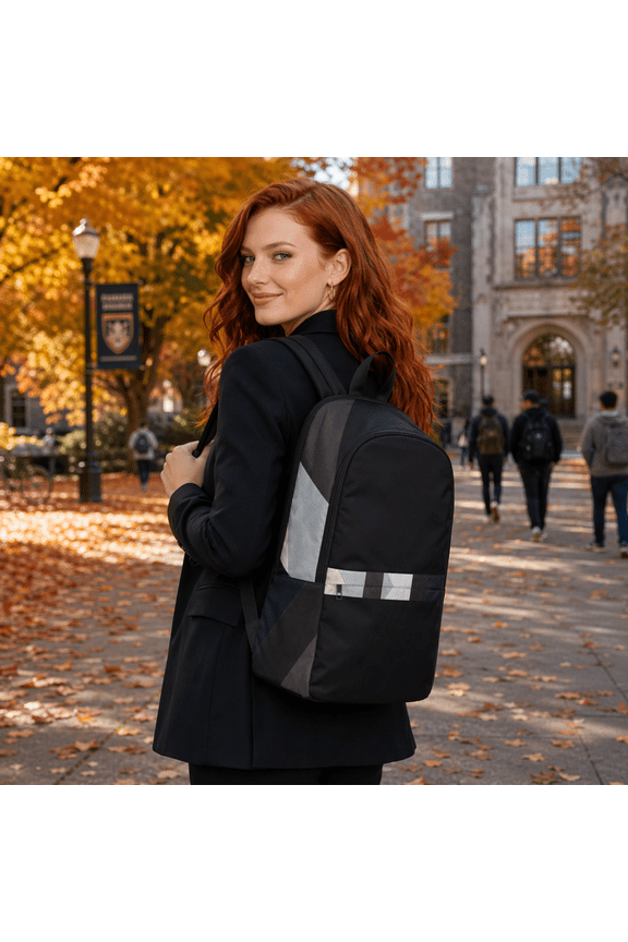 Urban Archive Backpack  Water-Resistant Minimalist Laptop Backpack with Geometric Accent, Black