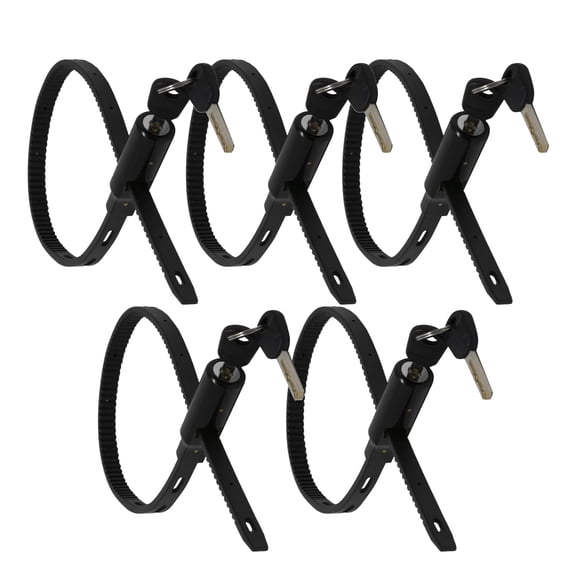 Urban August Adjustable Zip Tie Lock for Refrigerator Door Cabinet Bike Stroller Helmet - Multi-Purpose Keyed French Door Lock - Stainless Steel Fridge Lock with Key (5 Pack Keyed Alike)