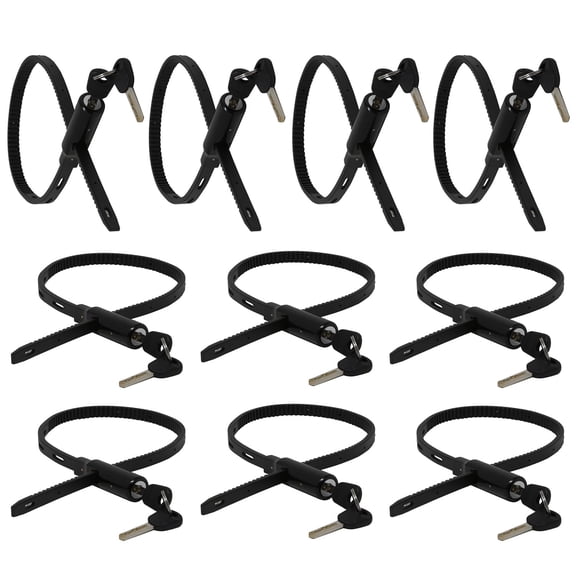 Urban August Adjustable Zip Tie Lock for Refrigerator Door Cabinet Bike Stroller Helmet - Multi-Purpose Keyed French Door Lock (10 Pack Keyed Alike)