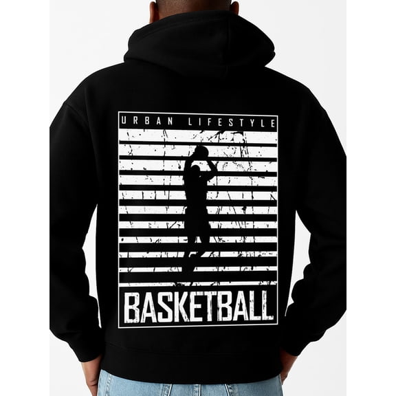 Urban Basketball hoodies mens sweater hoodie black Casual Solid Basic Hooded Sweatshirt Streetwear For Winter Fall, As Gifts autumn clothes hoodies casual Funny Unisex hoodie