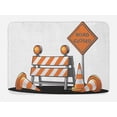 thumbnail image 1 of Urban Bath Mat, Road Closed Sign with Traffic Warning Symbol with Blocker Stop Illustration, Non-Slip Plush Mat Bathroom Kitchen Laundry Room Decor, 29.5 X 17.5 Inches, Pale Orange Grey, Ambesonne, 1 of 2