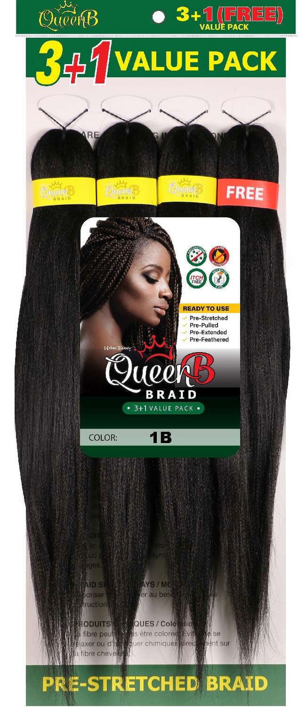 Urban Beauty Queen B Braid Synthetic 3 + 1 Value Pack 30 Inch Color 1B