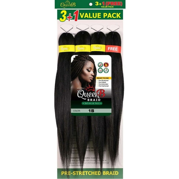 Urban Beauty Queen B Braid Synthetic 3 + 1 Value Pack 30 Inch Color 1B