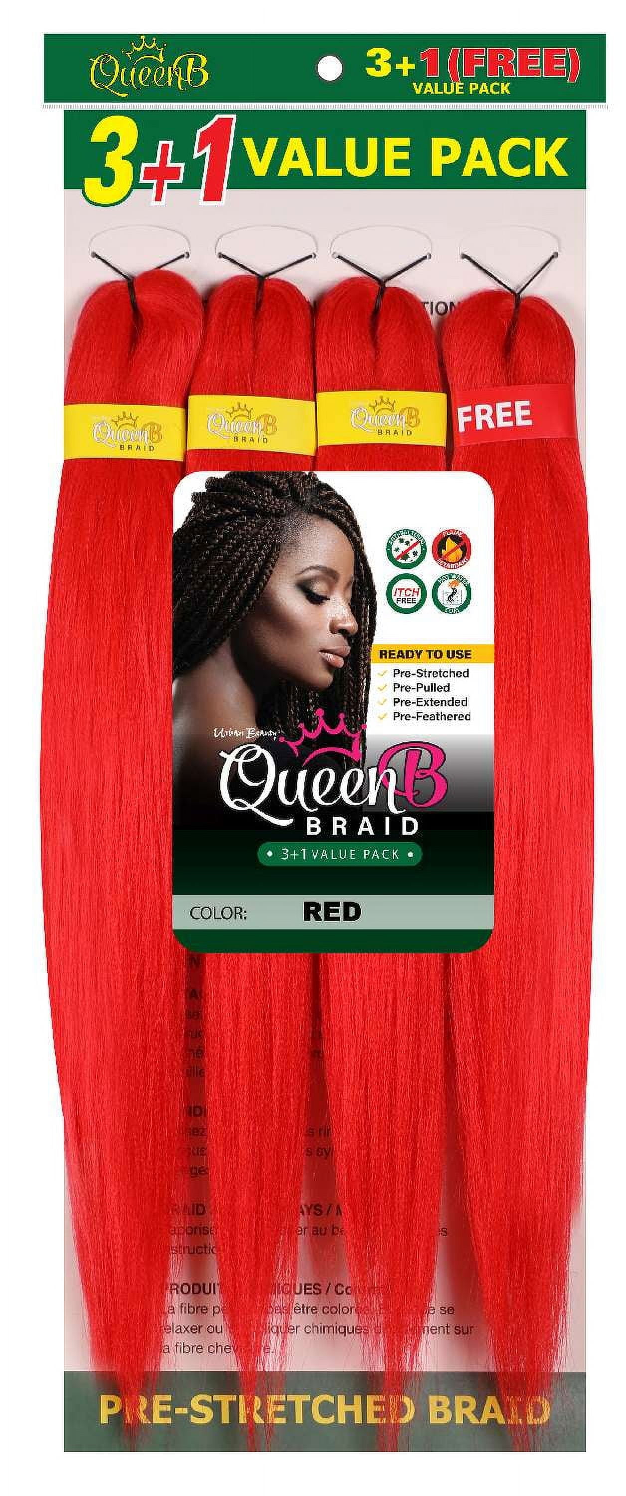 Urban Beauty Queen B Braid Synthetic 3 + 1 Value Pack 40 Inch Color RED