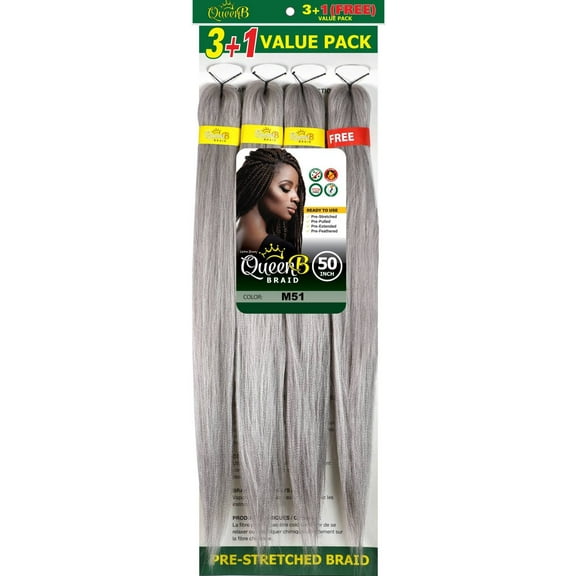 QueenB 4X Value Pack Pre-Stretched Braiding Hair 50 Color M51