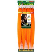 QueenB 4X Value Pack Pre-Stretched Braiding Hair 50    Color #ORANGE
