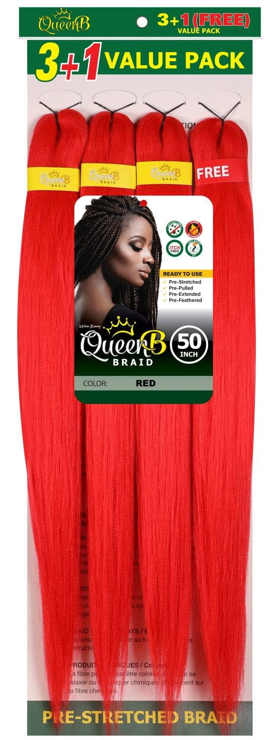 QueenB 4X Value Pack Pre-Stretched Braiding Hair 50” – Color #350
