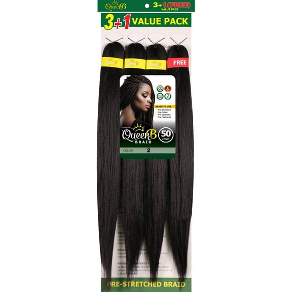 QueenB 4X Value Pack Pre-Stretched Braiding Hair 50 Color #2