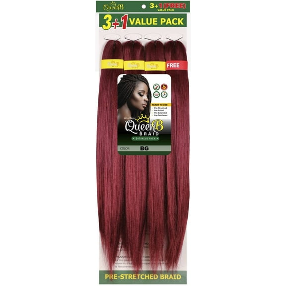 QueenB 4X Value Pack Pre-Stretched Braiding Hair 50 Color #BG