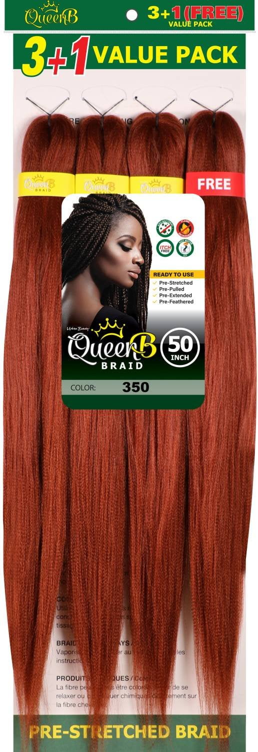 QueenB 4X Value Pack Pre-Stretched Braiding Hair 50” – Color #350