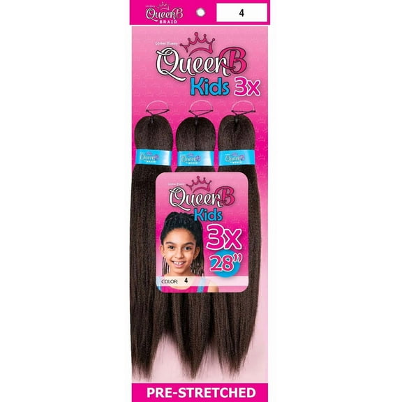QueenB Kids 3X Value Pack Pre-Stretched Braiding Hair 28 Color #4