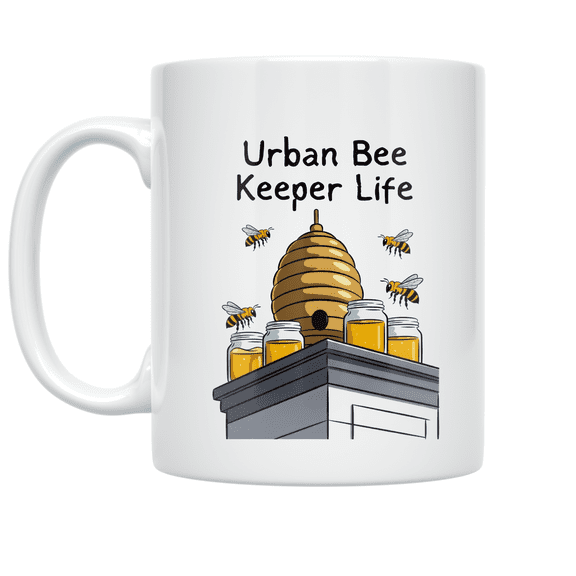 Urban Bee Keeper Life Rooftop Beehive Design - Urban Nature Lover - 11 oz Ceramic Coffee Mug