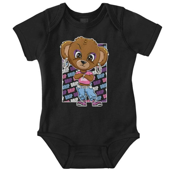 Urban Bling Drip Sassy Teddy Bear Bodysuit Jumper Girls Infant Baby Brisco Brands NB
